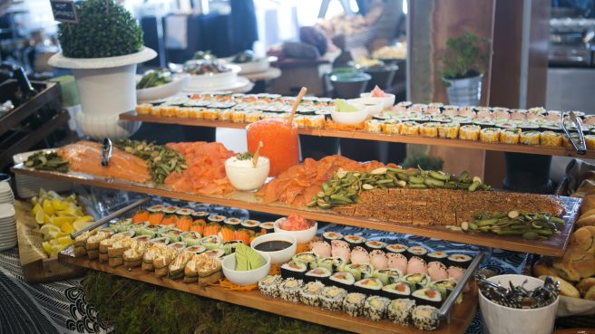 Salmon, Sashimi and Sushi Display